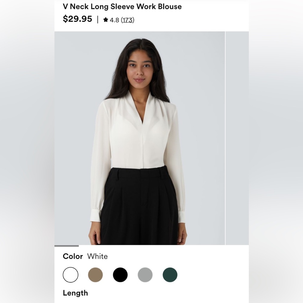 Elegant White V-Neck Long Sleeve Blouse